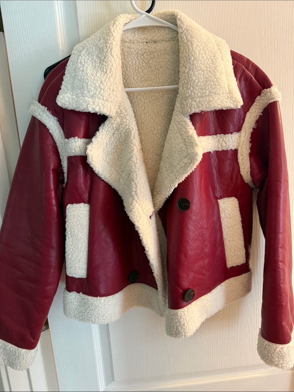 Women’s Crimson Faux Shearling Aviator Jacket